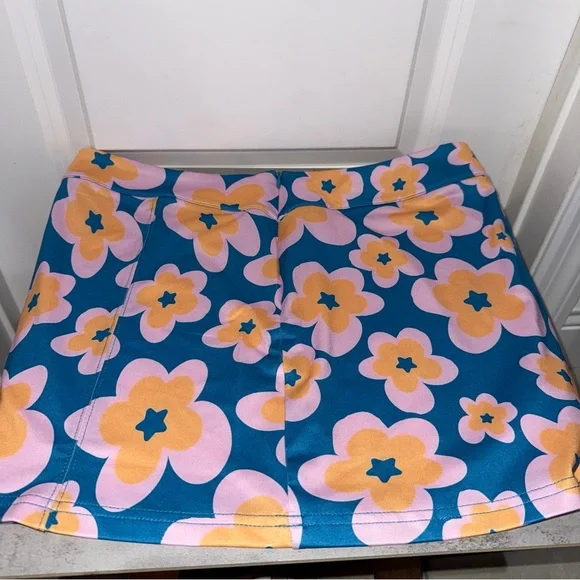 Ilina Mid Rise Mini Skirt Floral Blue Size US 6 - Picture 4 of 5